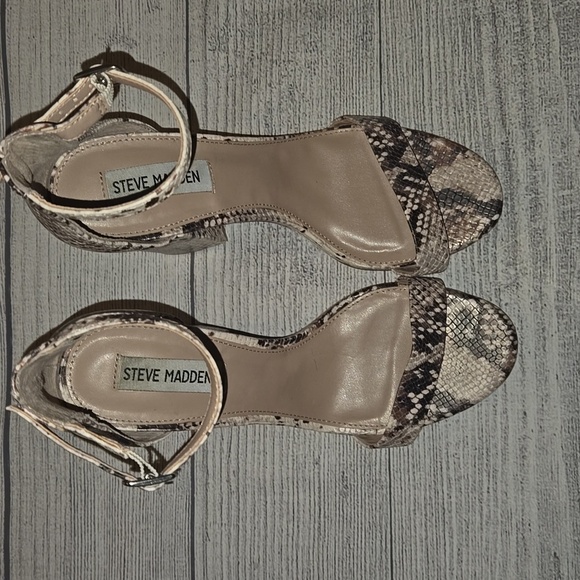 Steve Madden Women's Snake Print Block Heels Brown/Cream/Black Size 8.5 - Picture 4 of 13